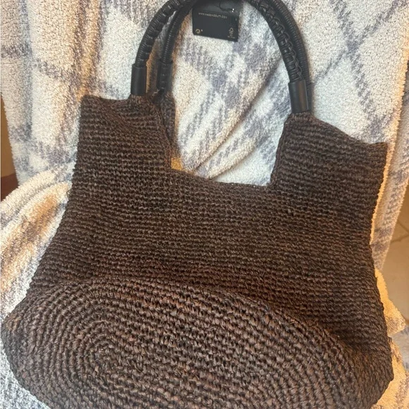 Massimo Dutti Black Raffia Tote